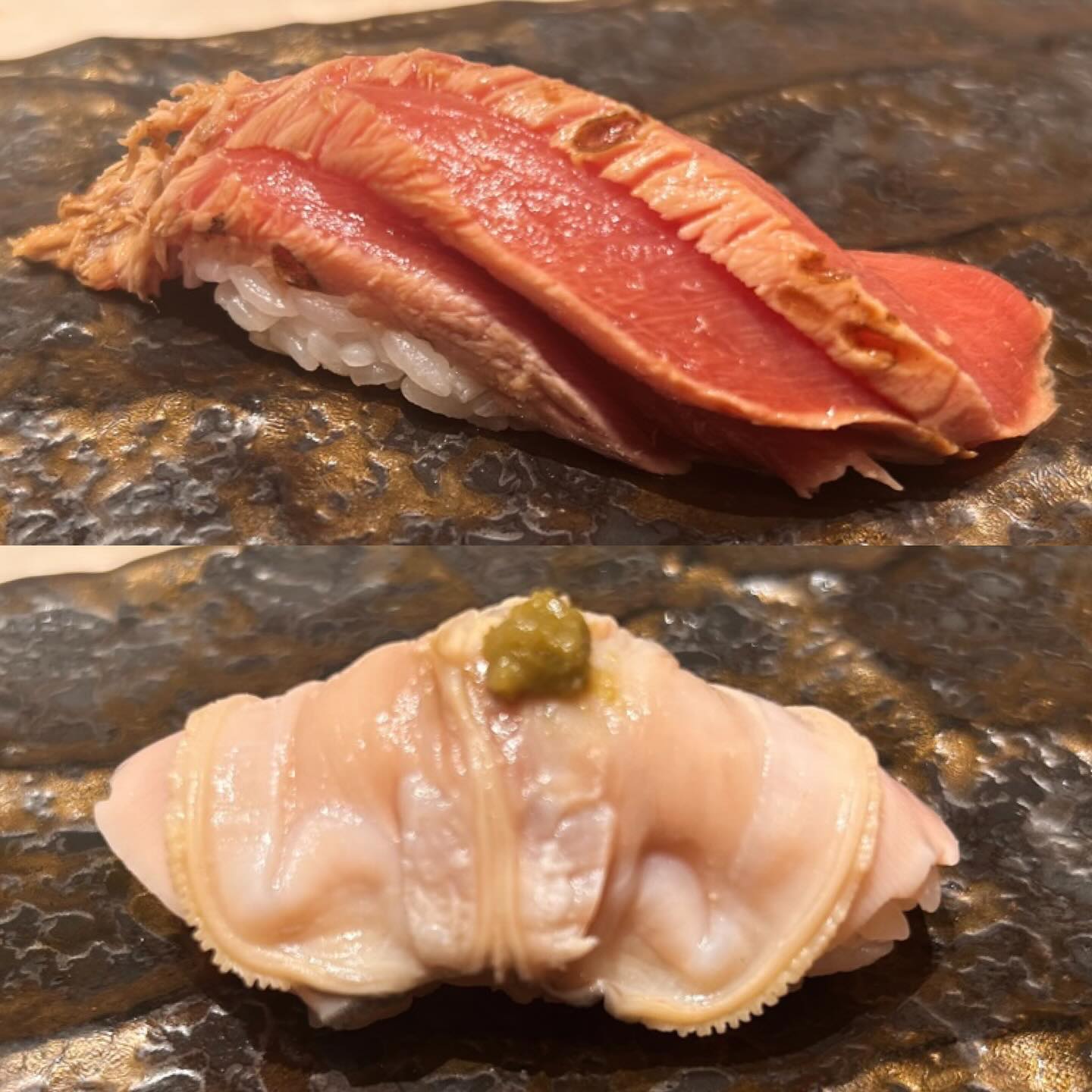 本日は！！阿部寿司通好みのネタをご紹介

鮪の分かれ身炙り漬け

濃厚で甘みの強い部位です。
脂がのっているので炙り漬けは最高の相性で、口に運ぶと思わず唸ってしまうおすすめの一貫です️

🦪お塩で食べて欲しい煮はまぐり

極力少ない味付けで素材の味を最大限に引き出した
ふっくらぷりぷりの煮はまぐり。

ちょこっとのお塩ではまぐりの味を存分にお楽しみください

メニューに載ってない特別メニューなので、直接板前、スタッフにお声かけてくださいね♩

皆様のご来店、お待ちしております！！

@toranomonhillsofficial